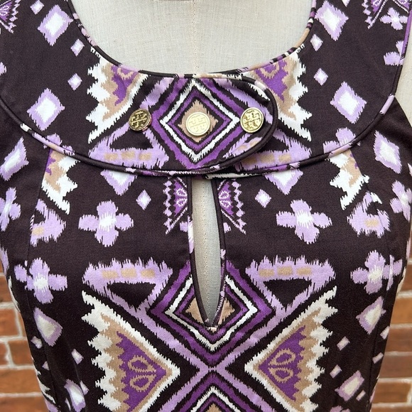 Tory Burch Purple Black Geometric Sleeveless Cotton Dress Women's 2 - Picture 2 of 7